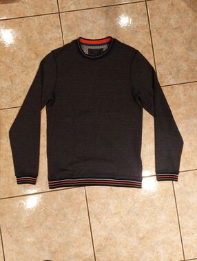 Ted Baker Blue Crewneck Sweater with Orange & White Trim